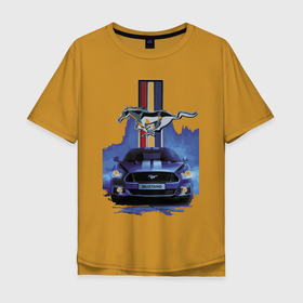 Мужская футболка хлопок Oversize с принтом Mustang   лучший среди равных в Екатеринбурге, 100% хлопок | свободный крой, круглый ворот, “спинка” длиннее передней части | car | motorsport | power | prestige | shelby gt 500 | snake | usa | автомобиль | мощь | престиж | сша