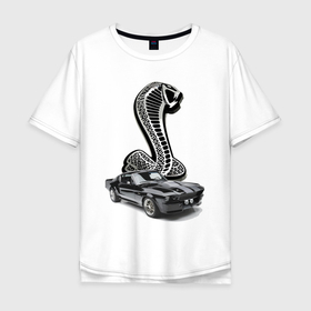 Мужская футболка хлопок Oversize с принтом Shelby GT 500   Retro , 100% хлопок | свободный крой, круглый ворот, “спинка” длиннее передней части | car | fangs | motorsport | power | prestige | retro | shelby gt 500 | snake | usa | viper | автомобиль | гадюка | змея | клыки | мощь | престиж | ретро | сша