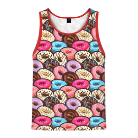 Мужская майка 3D с принтом Sweet donut s в Новосибирске, 100% полиэстер | круглая горловина, приталенный силуэт, длина до линии бедра. Пройма и горловина окантованы тонкой бейкой | confetti | donut | donuts | glaze | powder | shugar | sweet | глазурь | конфетти | пончик | пончики | пудра | сахар | сладкий