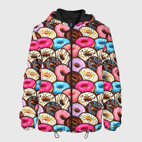 Мужская куртка 3D с принтом Sweet donut s в Петрозаводске, ткань верха — 100% полиэстер, подклад — флис | прямой крой, подол и капюшон оформлены резинкой с фиксаторами, два кармана без застежек по бокам, один большой потайной карман на груди. Карман на груди застегивается на липучку | Тематика изображения на принте: confetti | donut | donuts | glaze | powder | shugar | sweet | глазурь | конфетти | пончик | пончики | пудра | сахар | сладкий