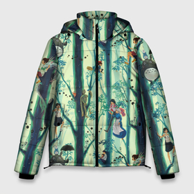 Мужская зимняя куртка 3D с принтом Ghibli All в Белгороде, верх — 100% полиэстер; подкладка — 100% полиэстер; утеплитель — 100% полиэстер | длина ниже бедра, свободный силуэт Оверсайз. Есть воротник-стойка, отстегивающийся капюшон и ветрозащитная планка. 

Боковые карманы с листочкой на кнопках и внутренний карман на молнии. | Тематика изображения на принте: chihiro | forest | haku | howl | kiki | laputa robot | mononoke | ponyo | sophie | totoro | кики | лапута | лес | мононоке | поньо | робот | тихиро | тоторо | хаку | хаул | хоул