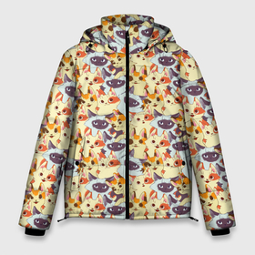 Мужская зимняя куртка 3D с принтом Kittеns в Петрозаводске, верх — 100% полиэстер; подкладка — 100% полиэстер; утеплитель — 100% полиэстер | длина ниже бедра, свободный силуэт Оверсайз. Есть воротник-стойка, отстегивающийся капюшон и ветрозащитная планка. 

Боковые карманы с листочкой на кнопках и внутренний карман на молнии. | cat | cats | kitten | kittens | meow | кот | котенок | коты | котята | кошки | мяу | мяуки | царапки