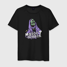 Мужская футболка хлопок с принтом Midday Horror в Тюмени, 100% хлопок | прямой крой, круглый вырез горловины, длина до линии бедер, слегка спущенное плечо. | horror | monster | zombie | зомби | монстр | скелет | ужас | хоррор | череп