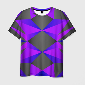 Мужская футболка 3D с принтом Неоновый ромб | Neon в Тюмени, 100% полиэфир | прямой крой, круглый вырез горловины, длина до линии бедер | neon | геометрия | квадрат | неон | неоновый | ромб | синий | сочный | треугольник | фиолетовый | черный