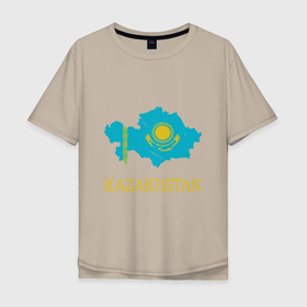 Мужская футболка хлопок Oversize с принтом Map Kazakhstan в Курске, 100% хлопок | свободный крой, круглый ворот, “спинка” длиннее передней части | europe | kazakhstan | ussr | азия | алмаата | алматы | алтай | астана | государство | европа | казах | казахи | казахстан | карта | каспийское море | нурсултан | патриот | ссср | тенге | турист | флаг | хан
