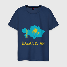 Мужская футболка хлопок с принтом Map Kazakhstan в Курске, 100% хлопок | прямой крой, круглый вырез горловины, длина до линии бедер, слегка спущенное плечо. | europe | kazakhstan | ussr | азия | алмаата | алматы | алтай | астана | государство | европа | казах | казахи | казахстан | карта | каспийское море | нурсултан | патриот | ссср | тенге | турист | флаг | хан