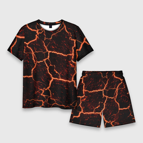 Мужской костюм с шортами 3D с принтом раскаленная лава hot lava в Новосибирске,  |  | Тематика изображения на принте: hot | hot lava | lava | лава | раскаленная лава