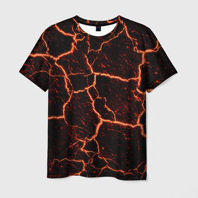 Мужская футболка 3D с принтом раскаленная лава hot lava в Новосибирске, 100% полиэфир | прямой крой, круглый вырез горловины, длина до линии бедер | hot | hot lava | lava | лава | раскаленная лава