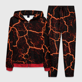 Мужской костюм 3D с принтом раскаленная лава hot lava в Новосибирске, 100% полиэстер | Манжеты и пояс оформлены тканевой резинкой, двухслойный капюшон со шнурком для регулировки, карманы спереди | Тематика изображения на принте: hot | hot lava | lava | лава | раскаленная лава