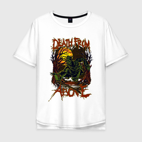 Мужская футболка хлопок Oversize с принтом мрачный жнец смерти в Белгороде, 100% хлопок | свободный крой, круглый ворот, “спинка” длиннее передней части | дерево | жнец | луна | мифическое существо | монстр