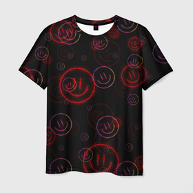 Мужская футболка 3D с принтом Колючий смайл | Smile в Белгороде, 100% полиэфир | прямой крой, круглый вырез горловины, длина до линии бедер | emoji | smail | smile | колючий | мордочка | рожица | смаил | смайл | улыбка | эмоджи