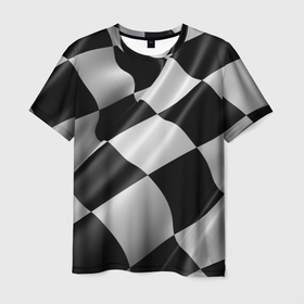 Мужская футболка 3D с принтом финиш finish в Курске, 100% полиэфир | прямой крой, круглый вырез горловины, длина до линии бедер | finish | гонка | гоночный флаг | клетка | клетчатый флаг | финиш | флаг