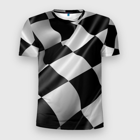 Мужская футболка 3D Slim с принтом финиш finish в Курске, 100% полиэстер с улучшенными характеристиками | приталенный силуэт, круглая горловина, широкие плечи, сужается к линии бедра | finish | гонка | гоночный флаг | клетка | клетчатый флаг | финиш | флаг