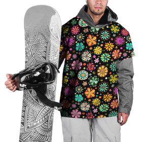 Накидка на куртку 3D с принтом Night flowеrs в Тюмени, 100% полиэстер |  | black | bouquet | flowers | букет | цветы | черный
