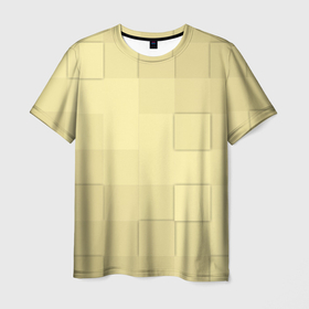 Мужская футболка 3D с принтом Золотые квадраты в Новосибирске, 100% полиэфир | прямой крой, круглый вырез горловины, длина до линии бедер | золотой квадрат | квадраты | клетка | пастельный тон | сетка | техно