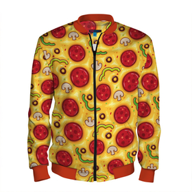 Мужской бомбер 3D с принтом Pizza salami , 100% полиэстер | застегивается на молнию, по бокам два кармана без застежек, по низу бомбера и на воротнике - эластичная резинка | Тематика изображения на принте: cheese | mushrooms | olives | omelet | pepper | pizza | salami | sausage | грибы | колбаса | маслины | оливки | омлет | перец | пицца | салями | сыр