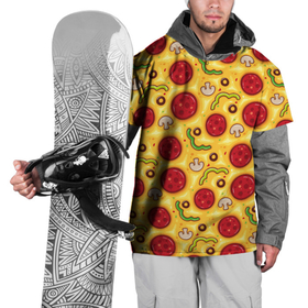Накидка на куртку 3D с принтом Pizza salami в Новосибирске, 100% полиэстер |  | cheese | mushrooms | olives | omelet | pepper | pizza | salami | sausage | грибы | колбаса | маслины | оливки | омлет | перец | пицца | салями | сыр