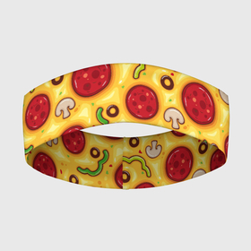 Повязка на голову 3D с принтом Pizza salami в Белгороде,  |  | cheese | mushrooms | olives | omelet | pepper | pizza | salami | sausage | грибы | колбаса | маслины | оливки | омлет | перец | пицца | салями | сыр