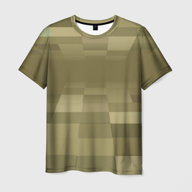 Мужская футболка 3D с принтом Пиксельный военный фон в Новосибирске, 100% полиэфир | прямой крой, круглый вырез горловины, длина до линии бедер | 3д | военный | квадрат | перспектива | пиксел | пиксельный фон | солдат