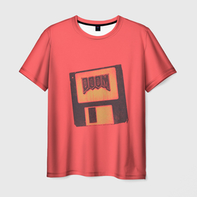 Мужская футболка 3D с принтом Дискета Дум в Курске, 100% полиэфир | прямой крой, круглый вырез горловины, длина до линии бедер | Тематика изображения на принте: doom | game | games | дум | игра | игры