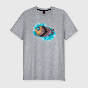 Мужская футболка хлопок Slim с принтом Забавная рыбка , 92% хлопок, 8% лайкра | приталенный силуэт, круглый вырез ворота, длина до линии бедра, короткий рукав | fish | море | океан | рыба | рыбалка | рыбина | рыбка