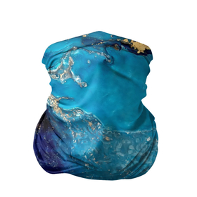 Бандана-труба 3D с принтом синий фон с золотыми разводами в Тюмени, 100% полиэстер, ткань с особыми свойствами — Activecool | плотность 150‒180 г/м2; хорошо тянется, но сохраняет форму | абстракция | золото | краска | минерал | синий | текстура | узор