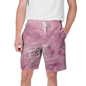 Мужские шорты 3D с принтом Нежная розовая пенка ,  полиэстер 100% | прямой крой, два кармана без застежек по бокам. Мягкая трикотажная резинка на поясе, внутри которой широкие завязки. Длина чуть выше колен | нежность | пена | пенка | пузыри | розовый