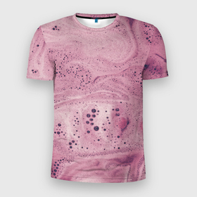 Мужская футболка 3D Slim с принтом Нежная розовая пенка в Тюмени, 100% полиэстер с улучшенными характеристиками | приталенный силуэт, круглая горловина, широкие плечи, сужается к линии бедра | нежность | пена | пенка | пузыри | розовый
