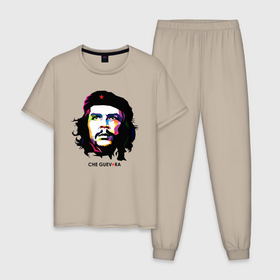 Мужская пижама хлопок с принтом Че Гевара поп арт в Новосибирске, 100% хлопок | брюки и футболка прямого кроя, без карманов, на брюках мягкая резинка на поясе и по низу штанин
 | венесуэла | куба | революция | социализм | че | че гевара | чегевара