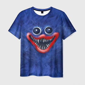 Мужская футболка 3D с принтом Smile Huggy Wuggy в Белгороде, 100% полиэфир | прямой крой, круглый вырез горловины, длина до линии бедер | huggy | huggywuggy | poppy | poppyplaytime | wuggy | игра | монстр | поппи | хагиваги