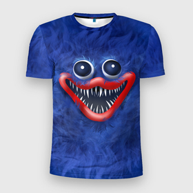 Мужская футболка 3D Slim с принтом Smile Huggy Wuggy , 100% полиэстер с улучшенными характеристиками | приталенный силуэт, круглая горловина, широкие плечи, сужается к линии бедра | huggy | huggywuggy | poppy | poppyplaytime | wuggy | игра | монстр | поппи | хагиваги