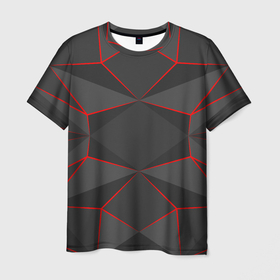 Мужская футболка 3D с принтом Neon | Неоновый два колор , 100% полиэфир | прямой крой, круглый вырез горловины, длина до линии бедер | black | color | geometry | neon | red | блэк | геометрия | два | квадрат | колор | красный | лазер | лазерный | неон | ред | ромб | черный