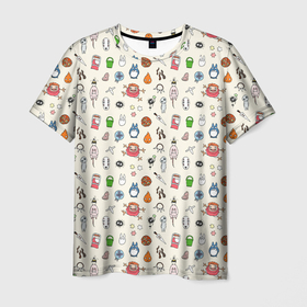 Мужская футболка 3D с принтом Ghibli Аll , 100% полиэфир | прямой крой, круглый вырез горловины, длина до линии бедер | Тематика изображения на принте: calcifer | howl | mononoke | ponyo | spirited away | totoro | кальцифер | мононоке | ноньо | тоторо | унесенные призраками | хоул