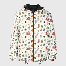 Мужская куртка 3D с принтом Ghibli Аll в Новосибирске, ткань верха — 100% полиэстер, подклад — флис | прямой крой, подол и капюшон оформлены резинкой с фиксаторами, два кармана без застежек по бокам, один большой потайной карман на груди. Карман на груди застегивается на липучку | Тематика изображения на принте: calcifer | howl | mononoke | ponyo | spirited away | totoro | кальцифер | мононоке | ноньо | тоторо | унесенные призраками | хоул