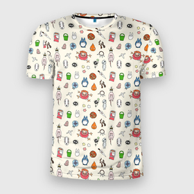 Мужская футболка 3D Slim с принтом Ghibli Аll в Санкт-Петербурге, 100% полиэстер с улучшенными характеристиками | приталенный силуэт, круглая горловина, широкие плечи, сужается к линии бедра | calcifer | howl | mononoke | ponyo | spirited away | totoro | кальцифер | мононоке | ноньо | тоторо | унесенные призраками | хоул
