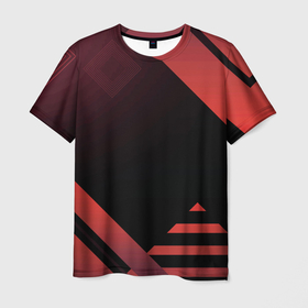 Мужская футболка 3D с принтом спортивная геометрия geometry в Тюмени, 100% полиэфир | прямой крой, круглый вырез горловины, длина до линии бедер | geometry | абстракция | геометрия | динамика | для спорта | квадраты | красный | кроссфит