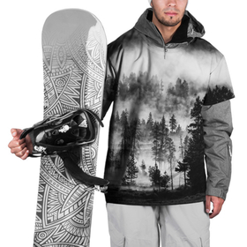 Накидка на куртку 3D с принтом ТУМАННЫЙ ЛЕС   ТЕМНЫЙ ЛЕС в Курске, 100% полиэстер |  | Тематика изображения на принте: forest | деревья | дым | лес | мрачный лес | природа | туман