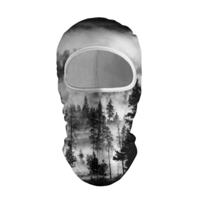 Балаклава 3D с принтом ТУМАННЫЙ ЛЕС   ТЕМНЫЙ ЛЕС в Санкт-Петербурге, 100% полиэстер, ткань с особыми свойствами — Activecool | плотность 150–180 г/м2; хорошо тянется, но при этом сохраняет форму. Закрывает шею, вокруг отверстия для глаз кайма. Единый размер | Тематика изображения на принте: forest | деревья | дым | лес | мрачный лес | природа | туман