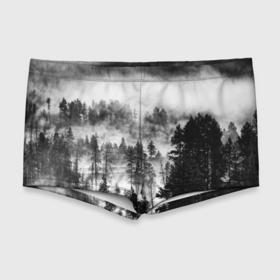 Мужские купальные плавки 3D с принтом ТУМАННЫЙ ЛЕС   ТЕМНЫЙ ЛЕС в Петрозаводске, Полиэстер 85%, Спандекс 15% |  | forest | деревья | дым | лес | мрачный лес | природа | туман