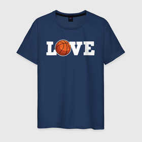 Мужская футболка хлопок с принтом Баскетбол LOVE в Новосибирске, 100% хлопок | прямой крой, круглый вырез горловины, длина до линии бедер, слегка спущенное плечо. | basketball | nba | streetball | баскетбол | баскетболист | баскетбольный | лав | люблю | мяч | нба | спорт | стритбол