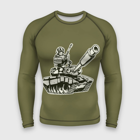 Мужской рашгард 3D с принтом Танкота (оливковый) ,  |  | военный | война | забавный | комикс | милитари | мультик | мультяшка | т90 | танк | танкист | техника | юмор