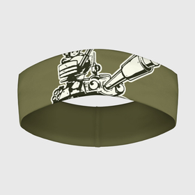 Повязка на голову 3D с принтом Танкота (оливковый) в Кировске,  |  | военный | война | забавный | комикс | милитари | мультик | мультяшка | т90 | танк | танкист | техника | юмор