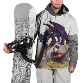Накидка на куртку 3D с принтом Ночная фурия сидит на огромном камне в Тюмени, 100% полиэстер |  | how to train your dragon | беззубик | дракон | как приручить дракона | ночная фурия | скандинавия