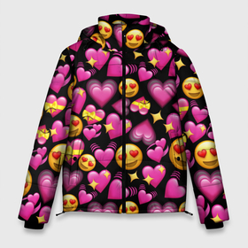 Мужская зимняя куртка 3D с принтом Эмодзи сердечки в Белгороде, верх — 100% полиэстер; подкладка — 100% полиэстер; утеплитель — 100% полиэстер | длина ниже бедра, свободный силуэт Оверсайз. Есть воротник-стойка, отстегивающийся капюшон и ветрозащитная планка. 

Боковые карманы с листочкой на кнопках и внутренний карман на молнии. | паттерн | сердечки | смайл | узор | эмодзи