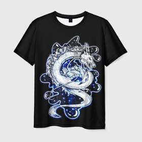 Мужская футболка 3D с принтом Хаку Хранитель реки , 100% полиэфир | прямой крой, круглый вырез горловины, длина до линии бедер | ghibli | аниме | дракон | унесённые призраками | хаку | хаяо миядзаки | хранитель реки