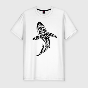 Мужская футболка хлопок Slim с принтом Sharks tattoo в Санкт-Петербурге, 92% хлопок, 8% лайкра | приталенный силуэт, круглый вырез ворота, длина до линии бедра, короткий рукав | fin | predator | shark | tail | tattoo | акула | плавник | татуировка | хвост | хищник