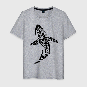 Мужская футболка хлопок с принтом Sharks tattoo в Кировске, 100% хлопок | прямой крой, круглый вырез горловины, длина до линии бедер, слегка спущенное плечо. | fin | predator | shark | tail | tattoo | акула | плавник | татуировка | хвост | хищник