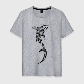 Мужская футболка хлопок с принтом Акула лисица, татуировка в Санкт-Петербурге, 100% хлопок | прямой крой, круглый вырез горловины, длина до линии бедер, слегка спущенное плечо. | fin | predator | shark | tail | tattoo | акула | плавник | татуировка | хвост | хищник