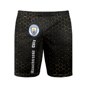 Мужские шорты спортивные с принтом МАНЧЕСТЕР СИТИ | Manchester City 2 ,  |  | city | club | footbal | logo | manchester | manchester city | знак | клуб | логотип | логотипы | манчестер | символ | символы | сити | соты | форма | футбол | футбольная | футбольный