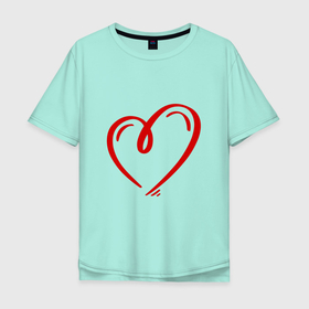 Мужская футболка хлопок Oversize с принтом СЕРДЦЕ И НИЧЕГО ЛИШНЕГО (просто сердце) в Петрозаводске, 100% хлопок | свободный крой, круглый ворот, “спинка” длиннее передней части | день всех влюбленных | контур сердца | минимализм | подарок 8 марта | подарок на 8 марта | просто сердце | сердце | сердце и ничего лишнего | сердце контур